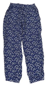 Tmavomodré turecké kvetované nohavice Y.F.K.