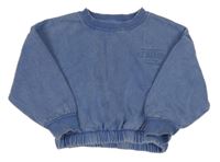 Modrá crop oversize mikina s nápisom Primark