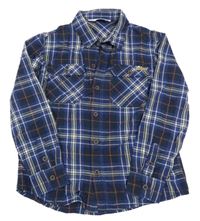 Tmavomodro-bílo-hnědá kostkovaná košile H&M