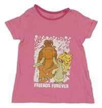 Růžové tričko s potiskem Doba Ledová