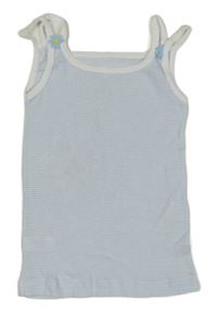 Světlemodro-biely pruhovaný rebrovaný top s kvietkami