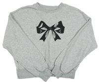 Sivá melírovaná crop mikina s mašlou H&M