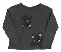 Tmavosivé tričko s netopýry H&M