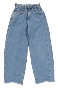 Modré baggy roztřepené rifle Zara
