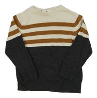 Tmavošedo-béžový sveter s prúžkami H&M
