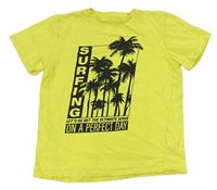 Žlté melírované tričko s palmami Yigga