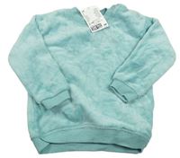 Mentolová plyšová mikina so srdiečkami H&M