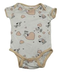 Bílo-světlepudrové body se Snoopym a srdíčky PEANUTS