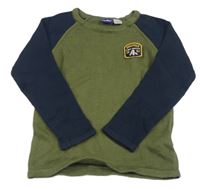 Kaki-tmavomodrý sveter s nášivkou lupilu