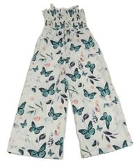 Biely nohavicový overal s motýlikmi