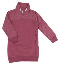 Světlevínové teplákové šaty se vzorem a stojáčkem Topolino