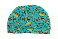 Tyrkysová čapica s tištěnými čepicemi a rukavicemi