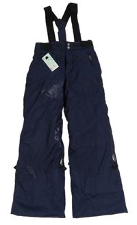 Nové - tmavomodré šusťákové funkční zimní oteplovačky s odepínacími kšandami Wed'ze