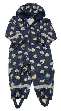 Tmavomodrá nepromokavá jarná kombinéza s duhami a kapucňou Smile