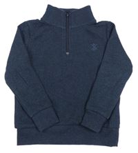 Tmavomodrý melírovaný vzorovaný sveter s číslom Next