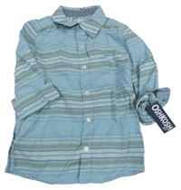 Nové - světlemodro/khaki pruhovaná košile OshKosh