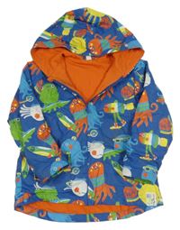 Modrá nepromokavá jarní bunda s chobotnicemi a kapucí tuc tuc