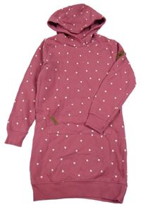 Vínové teplákové šaty se srdíčky a kapsou a kapucí Topolino