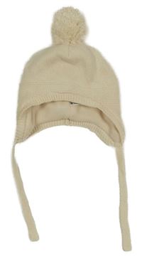 Smotanová pletená zavazovací čapica s brmbolcom H&M