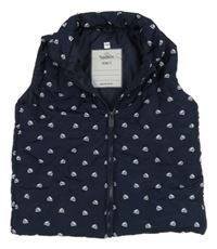 Tmavomodrá prešívaná šušťáková zateplená vesta s lodičkami Topomini