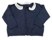 Tmavomodrý kašmírový prepínaci sveter s golierikom s kvetmi M&S