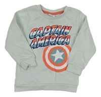 Světlementolová mikina s nápisy - CAPTAIN AMERICA PRIMARK