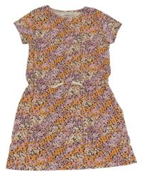Čierno-fialovo-oranžové kvietkovane šaty name it.