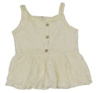 Smetanová žebrovaná letní tunika s knoflíky SHEIN