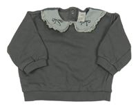 Tmavošedá mikina s límečkem s mašličkami H&M