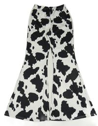 Bielo-čierne vzorované flare nohavice SHEIN