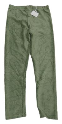 Nové - khaki rebrované zamatové legíny Sfera