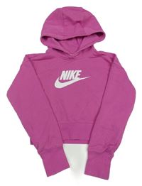 Tmavorůžová crop mikina s logem a kapucí Nike