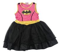 Kockovaným - Ružovo-čierne šaty s tylovou sukní - Supergirl