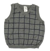 Sivo-tmavomodrá kockovaná svetrová vesta H&M