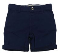 Tmavomodré plátěné chino kraťasy Primark