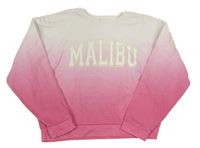 Bielo-ružová ombré crop mikina s nápisom Matalan