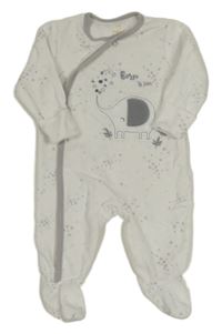 Biely zamatový overal so slonom a hviezdami Early Days