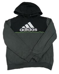 Čierno-tmavosivá mikina s logom a kapucňou zn. Adidas