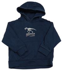 Tmavomodrá mikina s kostrou dinosaura a kapucňou zn. Next