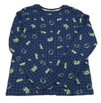 Tmavomodro-modré kockované tričko s obrázkami Nutmeg