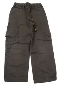 Tmavohnedé plátenné cargo nohavice