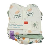 Nové - 3x overal - bílý s jablky + světlezelený + bílý s ovociem Primark