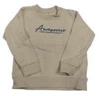 Béžová mikina s nápisom a žebrováním Dopodopo