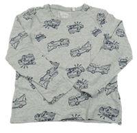 Šedé melírované triko s hasičskými auty C&A