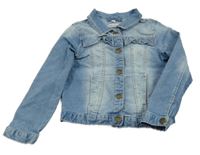 Modrá rifľová bunda s volánikmi Pocopiano