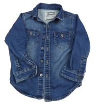 Modrá tepláková rifľová košeľová bunda Denim Co.