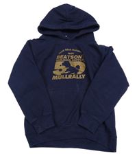 Tmavomodrá mikina s potlačou a kapucňou AWDis