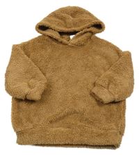 Hnedá chlpatá mikina s kapucňou Shein