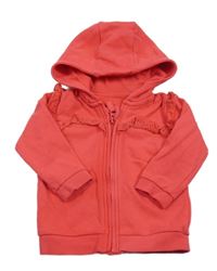 Jahodová prepínaci mikina s volániky s madeirou a kapucňou George