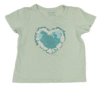 Mátové tričko s batikovaným srdcem Primark